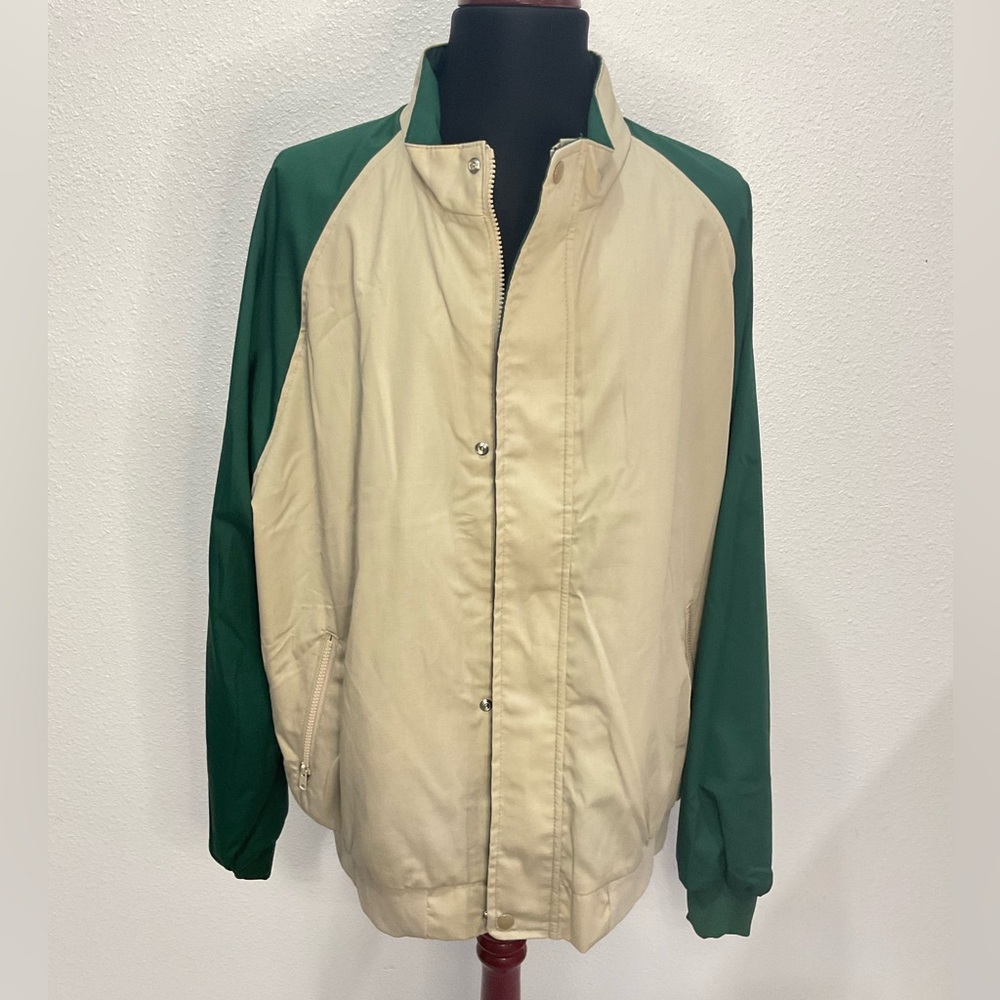 Vintage King Louie Full Zip Jacket Tan / Green XL